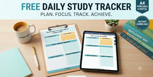 Free Daily Study Tracker | A4 Printable & Digital PDF for Students